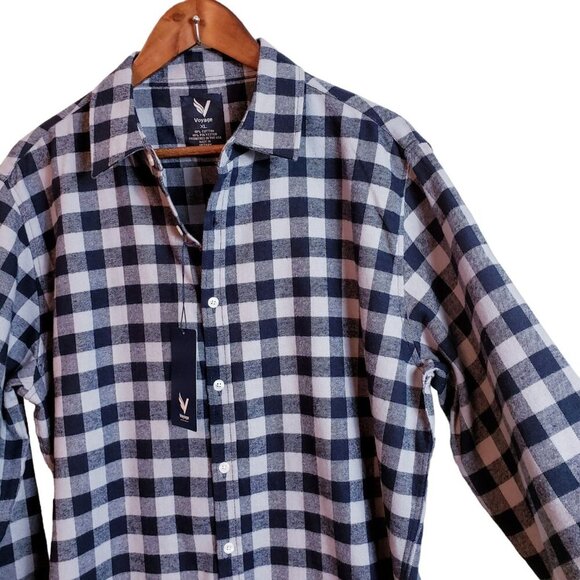 Voyage Mens Flannel Warm Button Up Shirt XL Blue Checked Classic Long Sleeve New - Picture 6 of 13